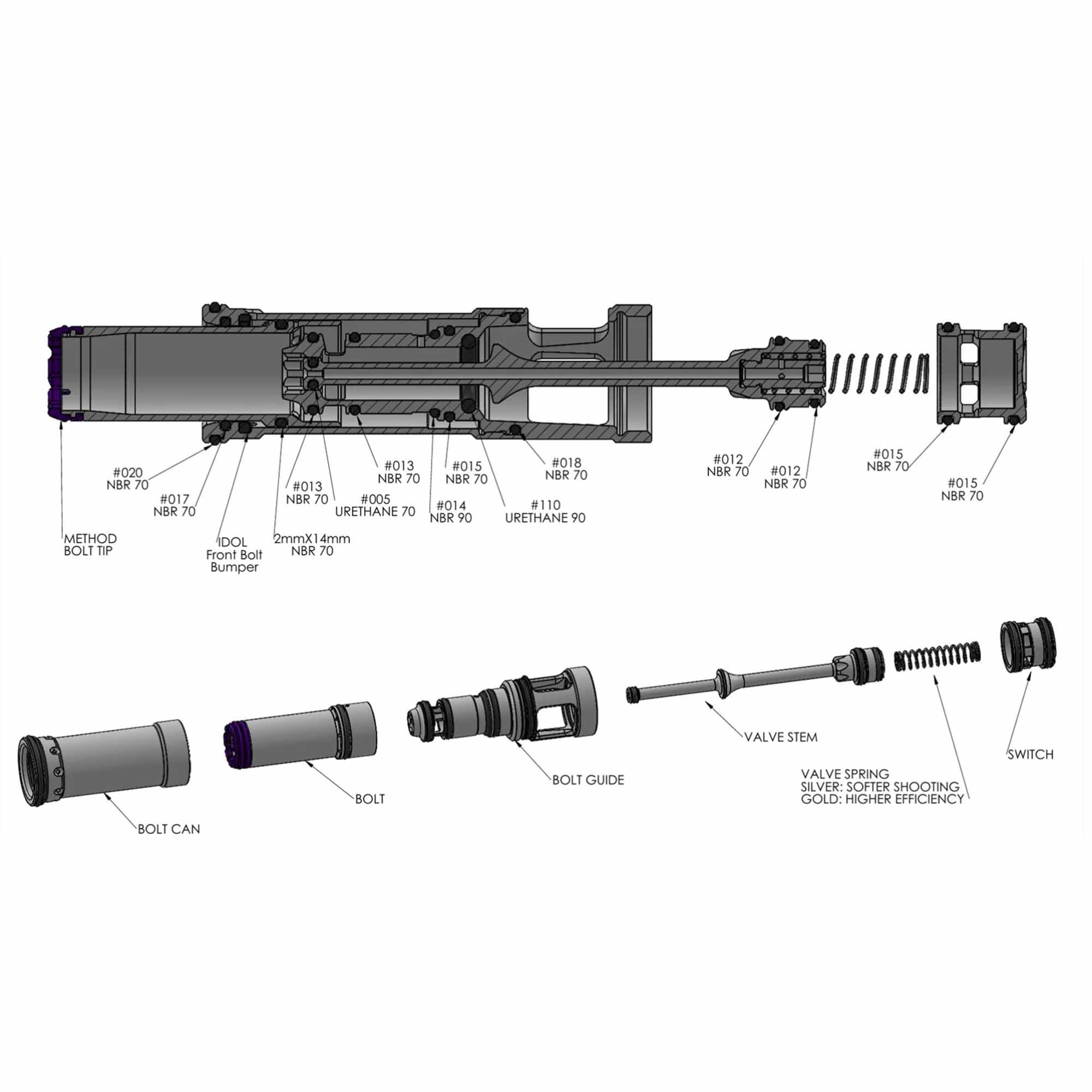 DLX Method Bolzen für Luxe IDOL Feuerwaffe, Pistole, Gewehr, Waffe