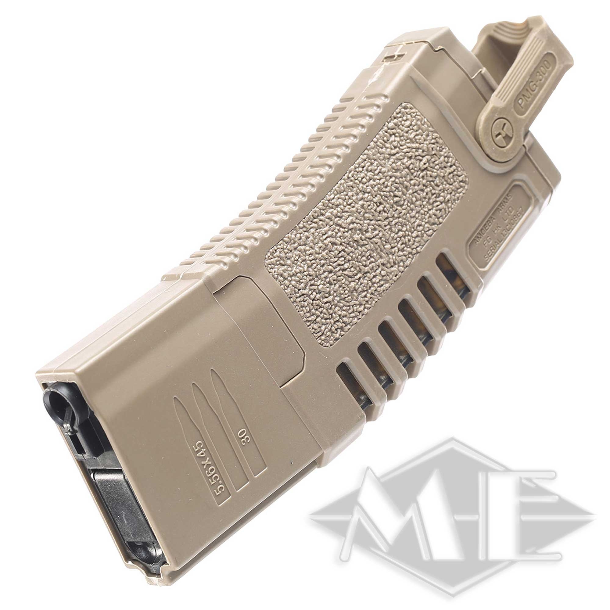 Amoeba Aisoft Magazin für M4 Modelle HiCap 300rds dark earth Adapter, Feuerwaffe, Waffe, Handfeuerwaffe, Granate