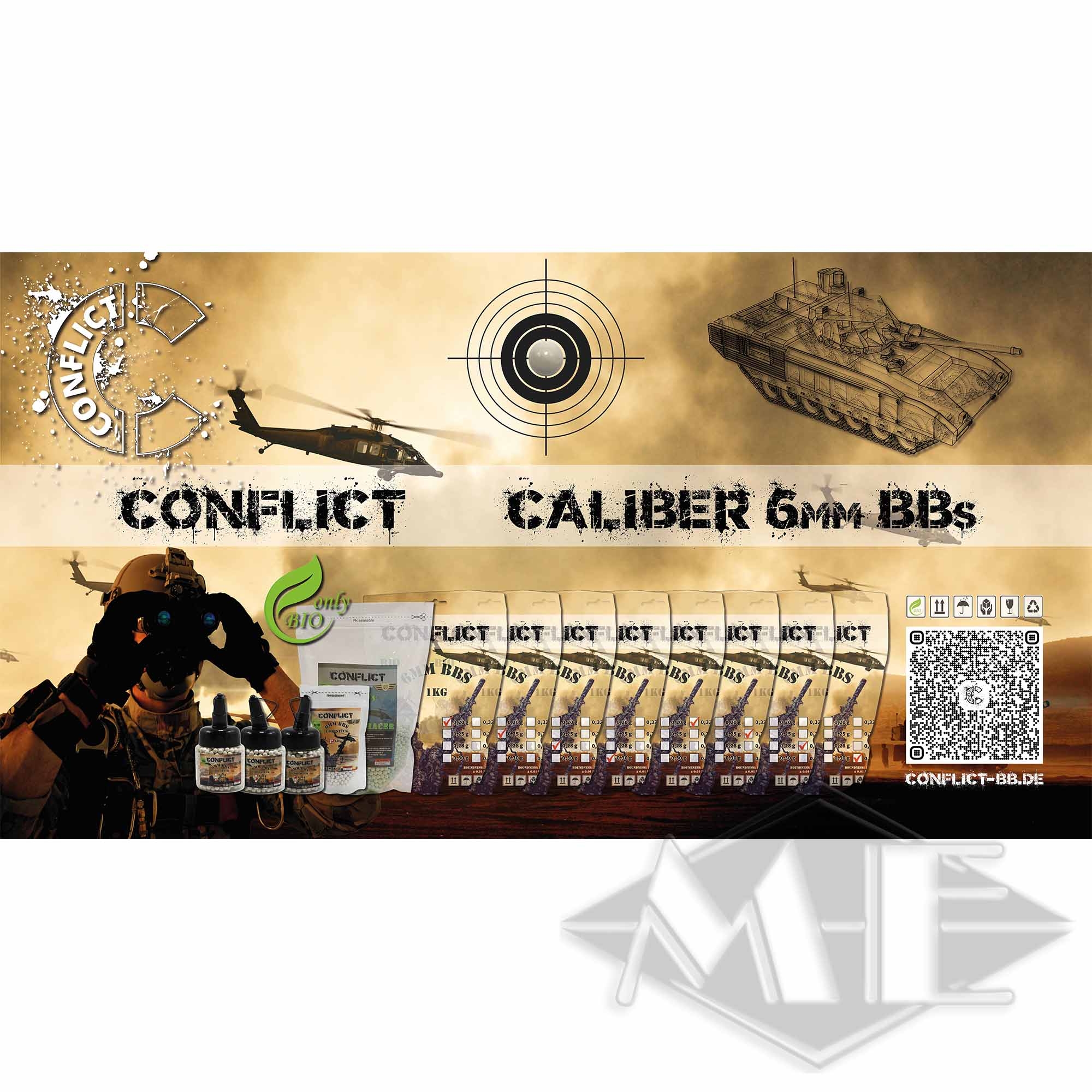 9bfebd614a075c1399e60cfce0f0960663a72a18 Bauzaun-Banner "Conflict 6mm BB's" 335 x 180 cm