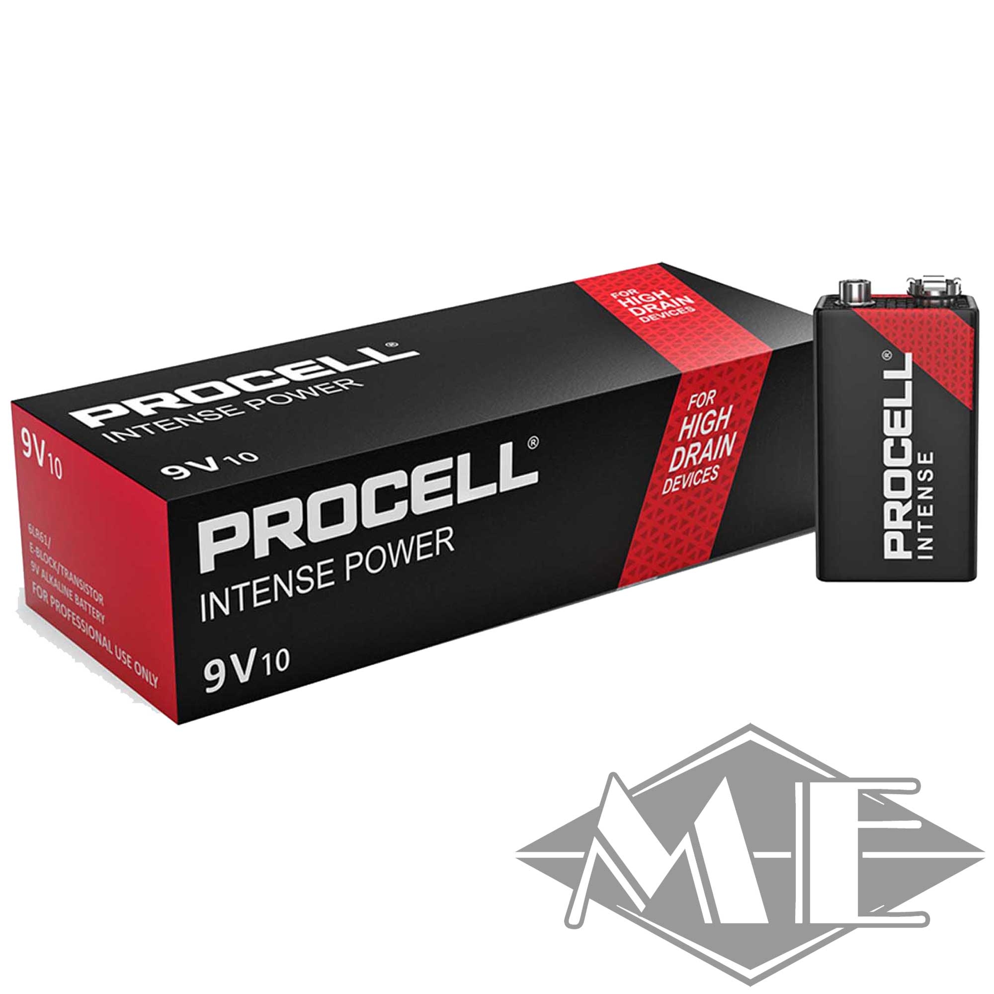 9V Duracell Procell Intense 9V Block Batterie, 10er Schachtel