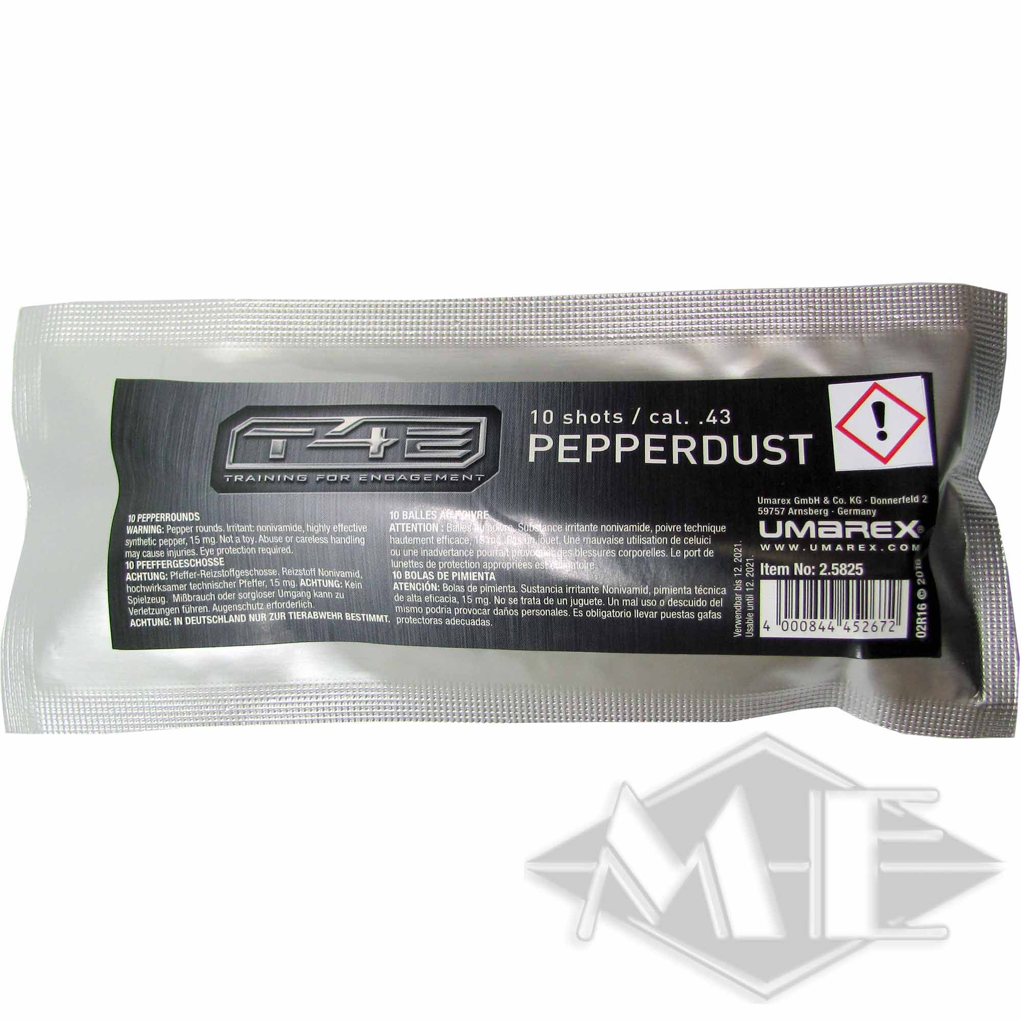 Umarex cal.43 Pfefferbälle "T4E PEB 43 Pepperballs", 10er Röhrchen