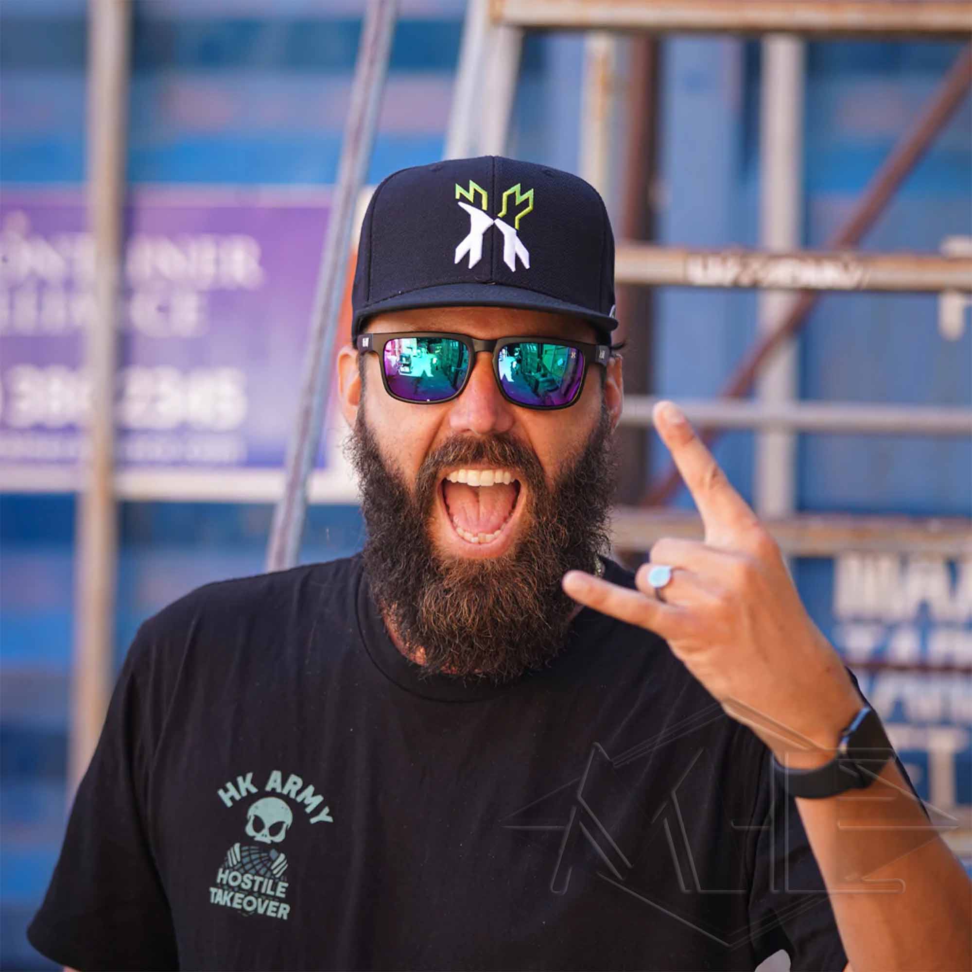 HK Army Snap Back Hat Baseballmütze, schwarz/grün/weiss